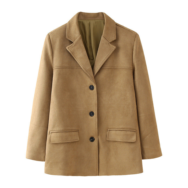 Damen Elegante Suede-Blazerjacke EB