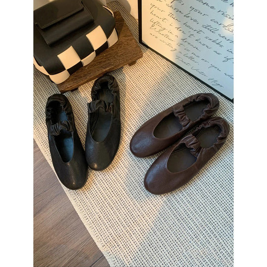 Damen Ballerinas aus softem Leder mit elastischem Riemen EB