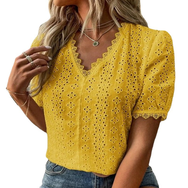 Damen Bluse mit Lochstickerei EB