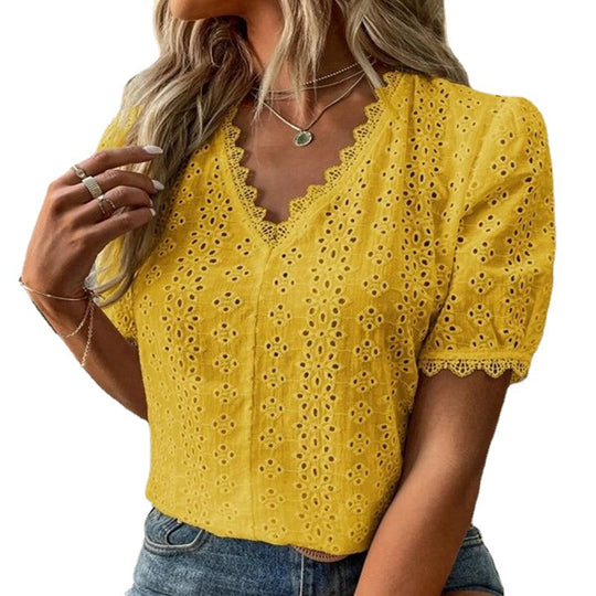 Damen Bluse mit Lochstickerei EB