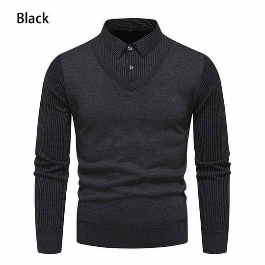 Herren V-Ausschnitt Pullover mit Hemdkragen EB
