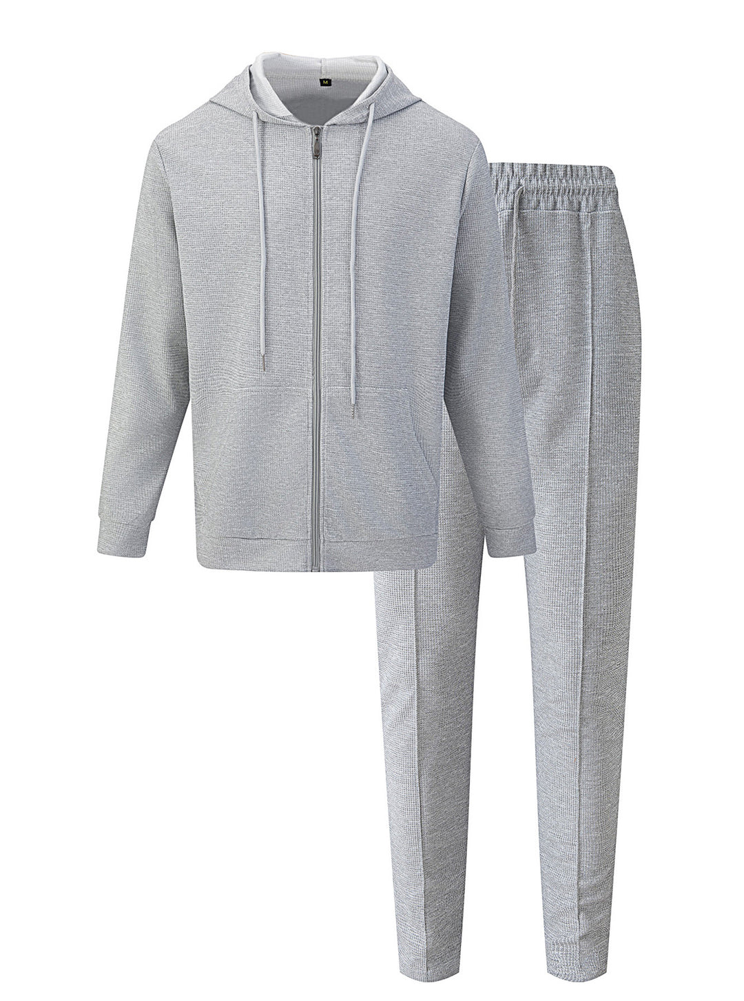 Herren nan Waffelstruktur-Jogginganzug mit Kapuzen-Zipjacke und konisch geschnittener Jogginghose EB