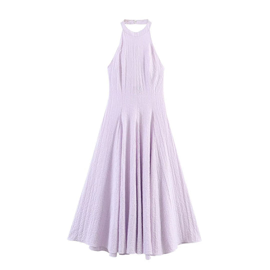 Damen Abendkleid mit hohem Kragen und fließendem Rock EB