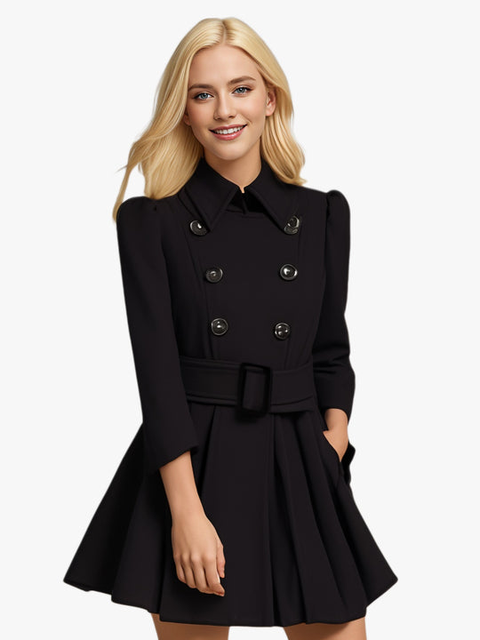 Damen eleganter Trenchcoat mit ausgestelltem Schnitt und französischem Kragen EB