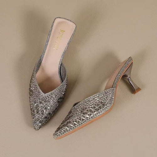 Damen schicke Slingback-Pumps mit funkelndem Strass EB