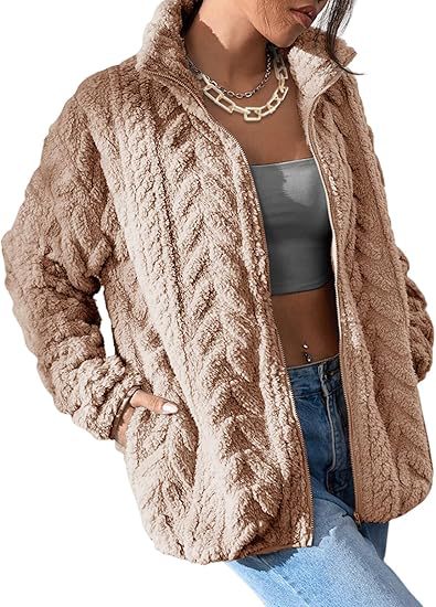 Damen Kuschel-Fleecejacke mit Oversized-Schnitt und Stehkragen EB