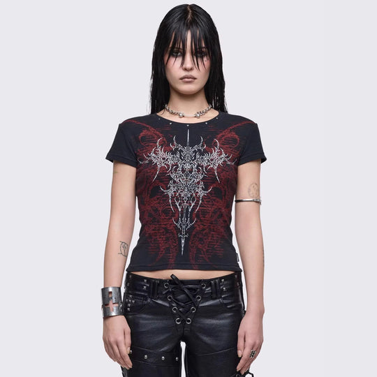 Damen Grafik-Print T-Shirt mit einzigartigem Design EB