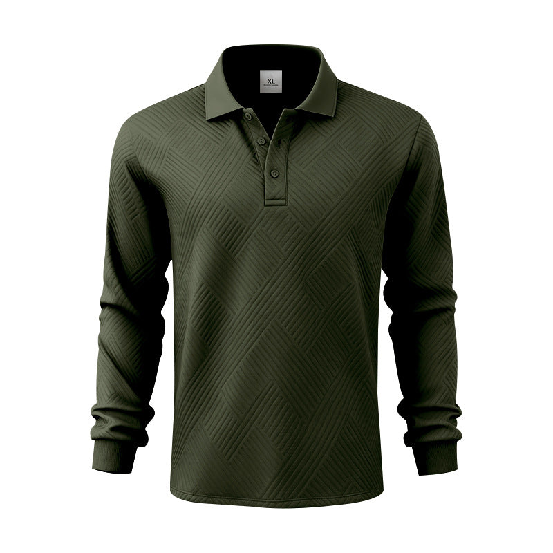 Herren nan langärmeliges Poloshirt aus strukturiertem Jacquardstrick EB