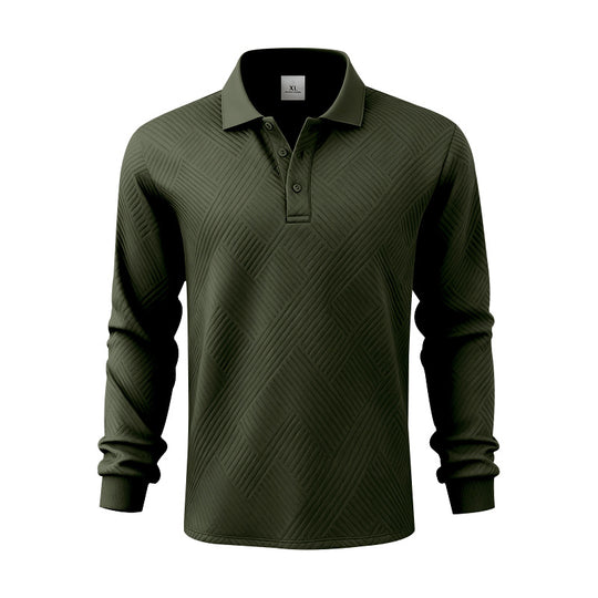 Herren nan langärmeliges Poloshirt aus strukturiertem Jacquardstrick EB