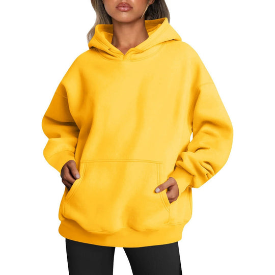 Damen Übergrößen Kapuzenpullover mit praktischen Taschen undlässigem Schnitt EB