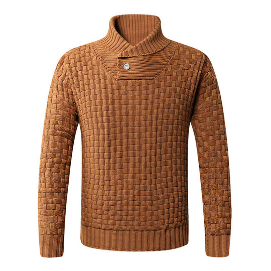 Herren Strickpullover mit modernem Schalkragen und Knopfdetails EB