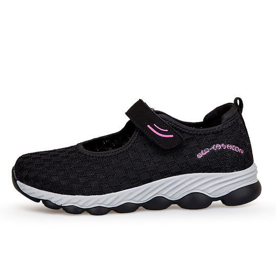 Damen Komfortable Slip-On Freizeitschuhe mit Klettverschluss EB