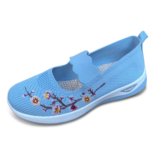 Damen Bequeme Sneaker mit floralen Stickereien EB