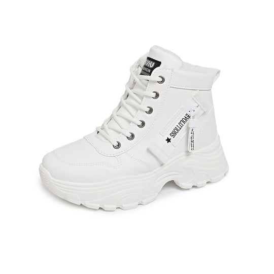 Damen modische High-Top Sneakers mit trendy Reißverschluss und komfortablem Innenfutter EB