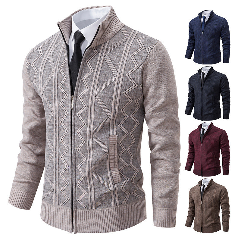 Herren Strickjacke mit modernem Zopfmuster EB