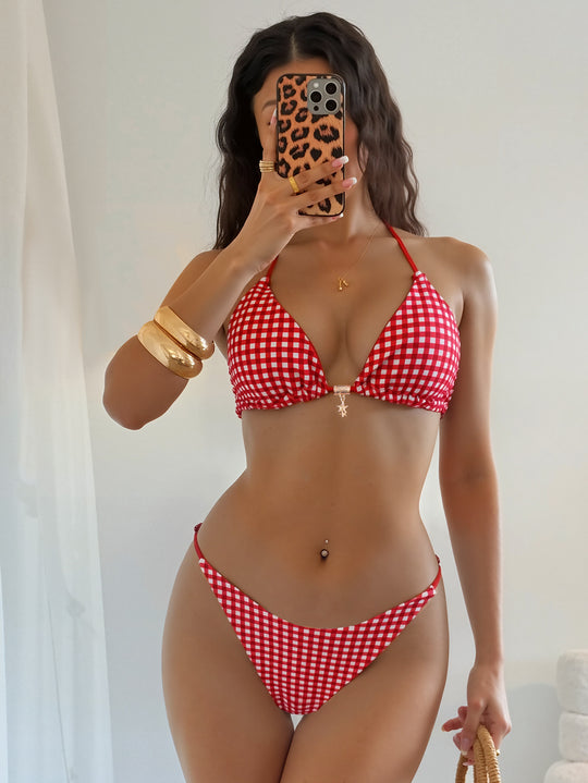 Damen Triangel-Bikini mit raffinierter Blütenapplikation EB