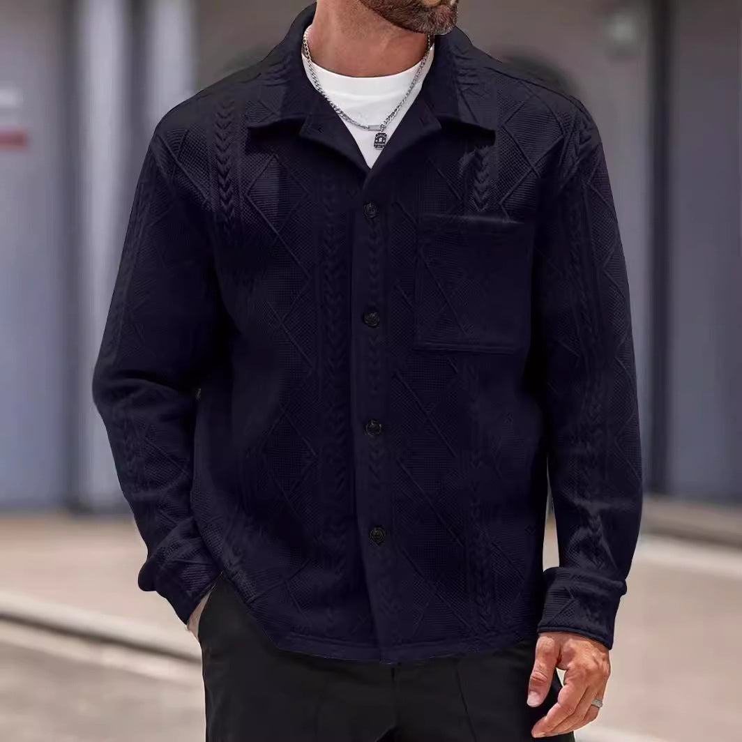 Herren Strickhemd mit modernem Design und strukturiertem Gewebe EB