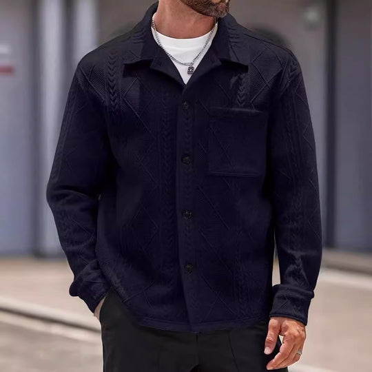 Herren Strickhemd mit modernem Design und strukturiertem Gewebe EB