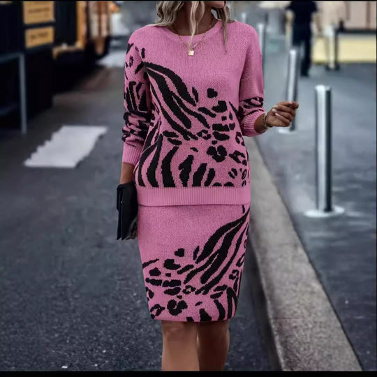 Damen Strickkleid im Leopardenmuster EB