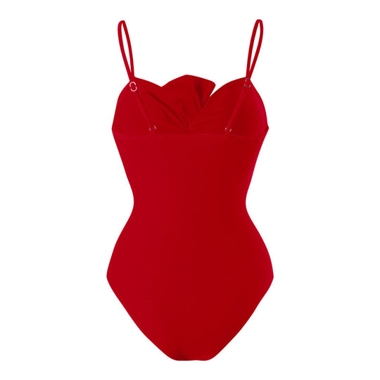 Damen Einteiler Badeanzug mit verstellbaren Trägern und eleganter Raffung EB