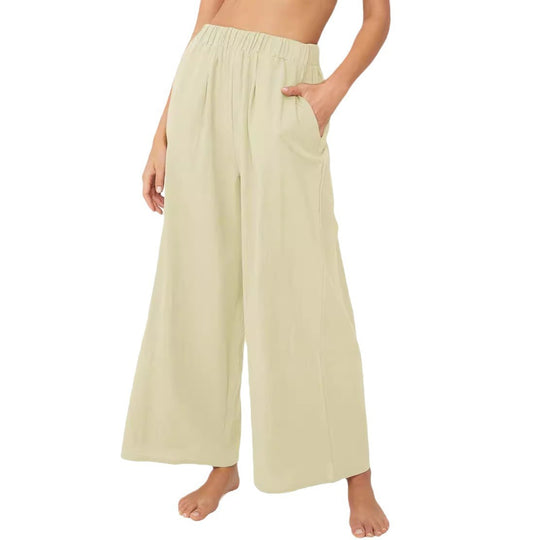 Damen Weit geschnittene Sommerhose mit elastischem Bund und praktischen Seitentaschen EB