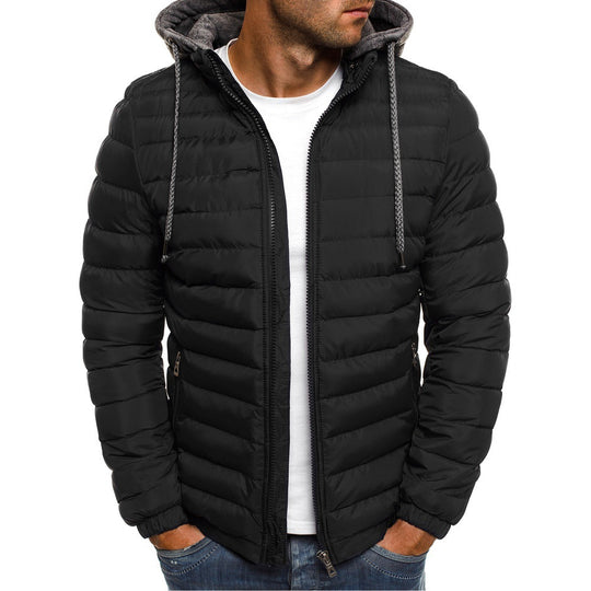 Herren nan ultraleichte Steppjacke mit kontrastkapuze, Thermofüllung und elastischen Bündchen EB