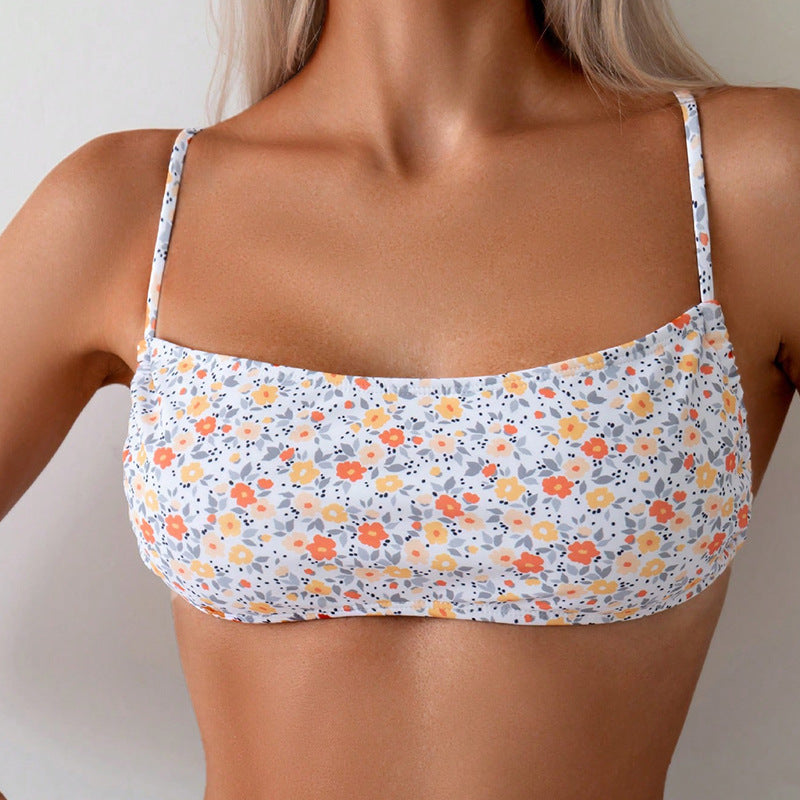 Damen Bandeau-Bikinioberteil mit floralen Mustern EB