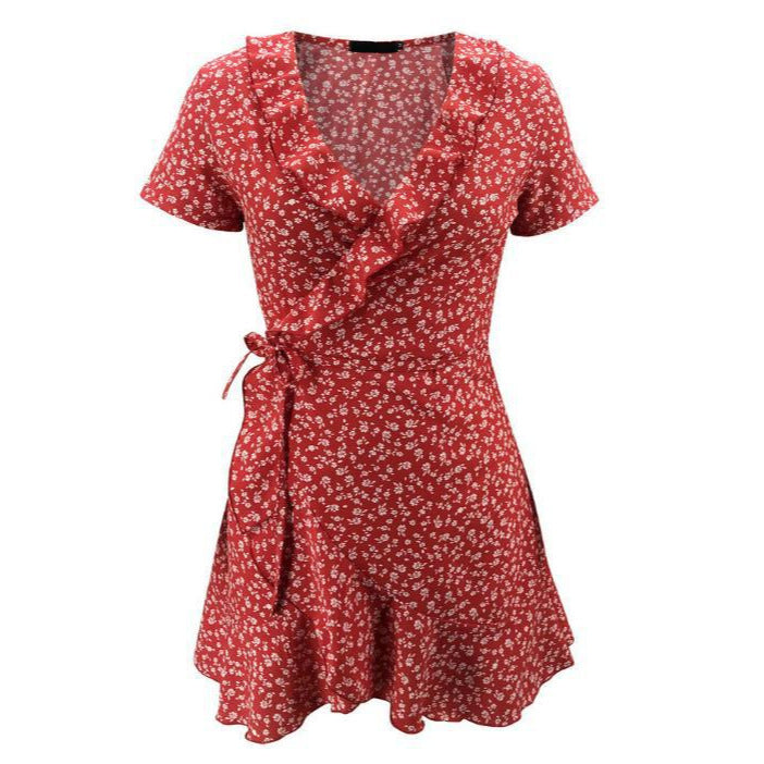 Damen Verspieltes Sommerkleid mit Rüschendetails und floralen Mustern EB