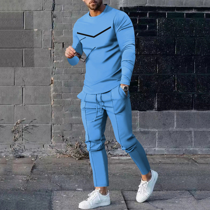 Herren Sportliches Freizeit-Set mit atmungsaktivem Langarmshirt und bequemen Jogginghosen EB