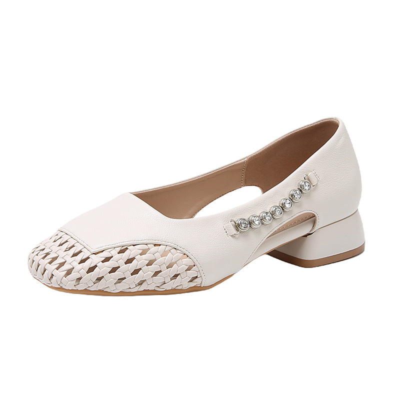Damen Ballerinas mit glänzenden Applikationen und stilvollem Flechtmuster EB