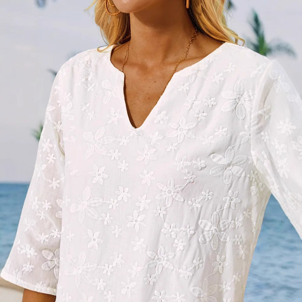 Damen Tunika-Kleid mit floralem Stickdesign EB