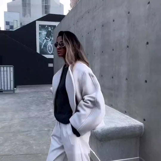 Damen Oversized Blazer mit asymmetrischem Design und eleganter Drapierung EB