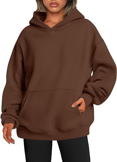 Damen nan Oversize Kapuzenpullover aus weicher Baumwollmischung mit Kängurutasche EB
