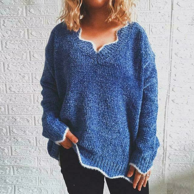 EB | Pullover - Damen Herbst Einfarbiger Lässiger Pullover