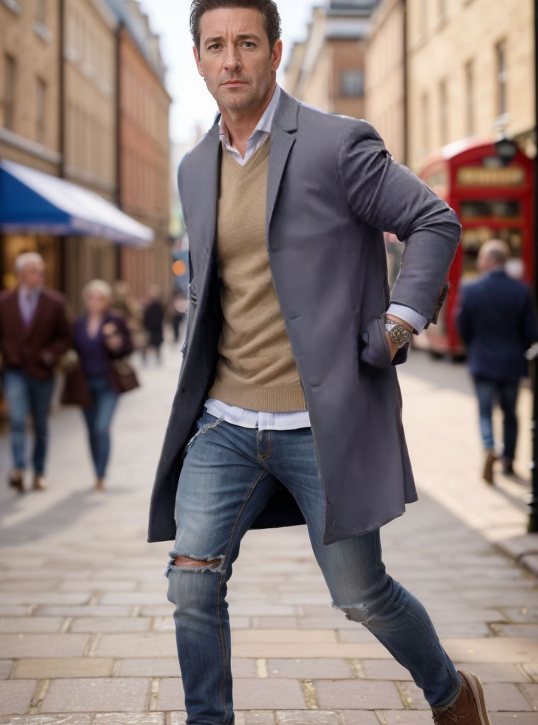 Herren eleganter Mantel mit hochwertigen Details EB
