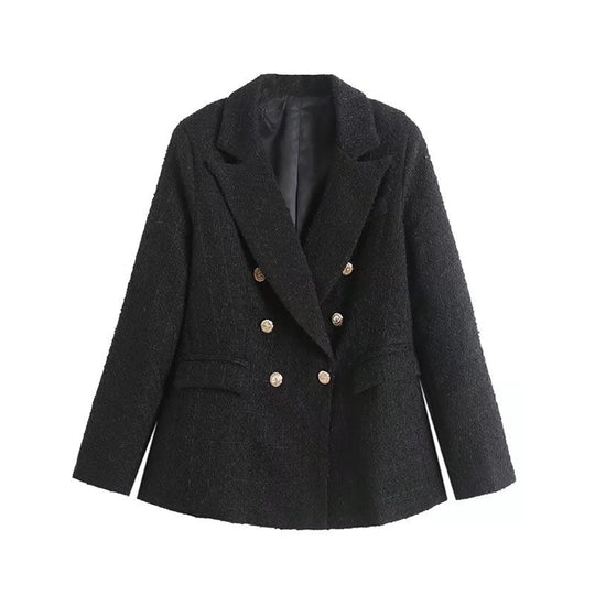 Damen Doppelt gestepptes Karoblazerjacke EB
