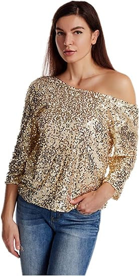 Damen Glitzernde Pailletten-Bluse EB