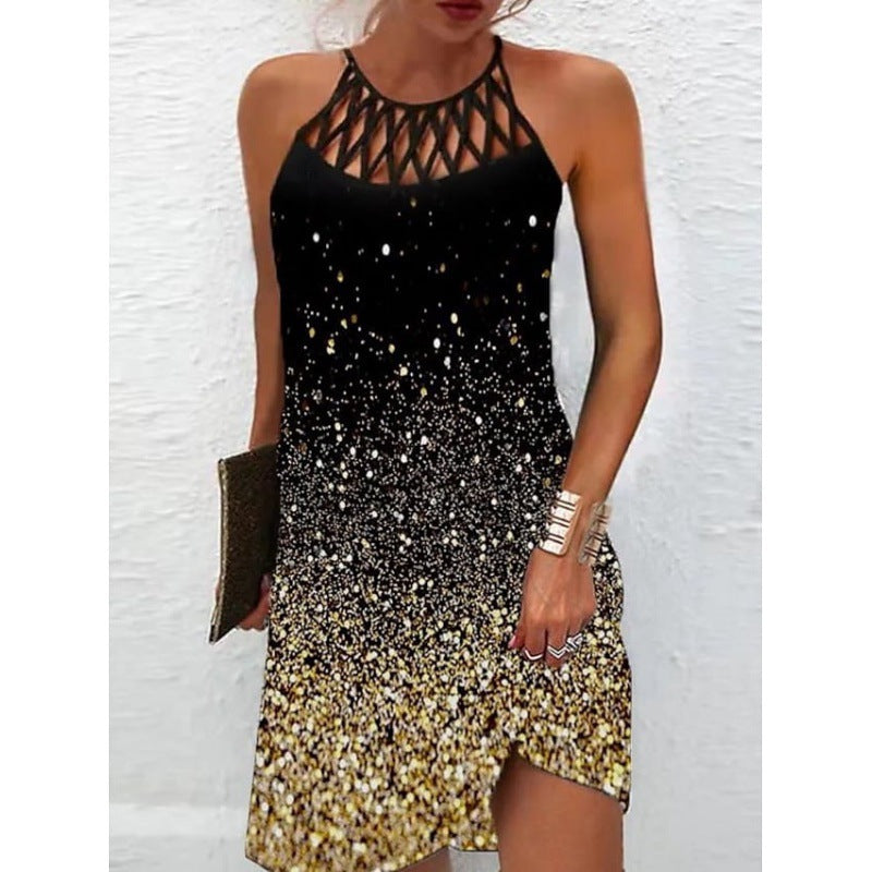 Damen Neckholder Kleid mit funkelndem Gradient-Design EB