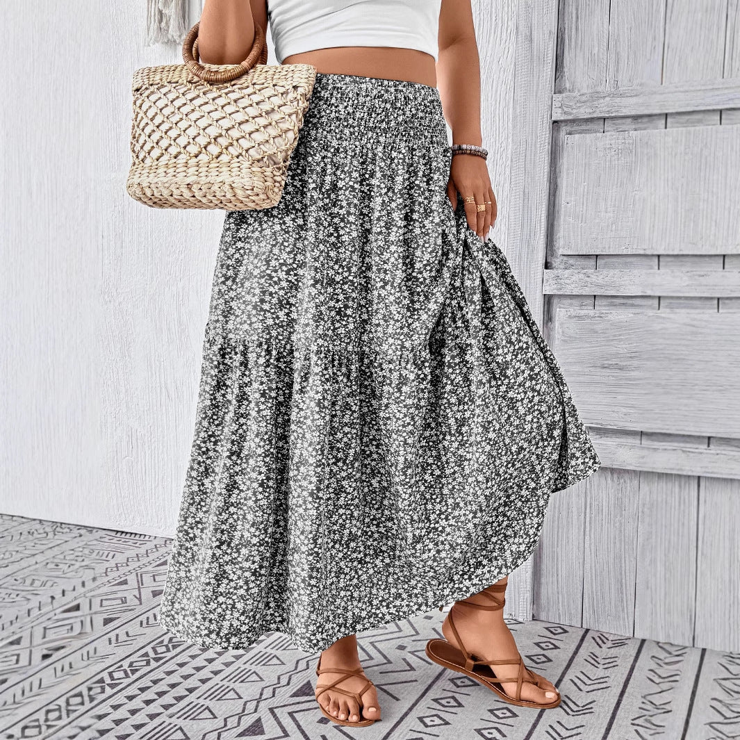 Damen Maxirock mit fließendem Schnitt und floralem Design EB
