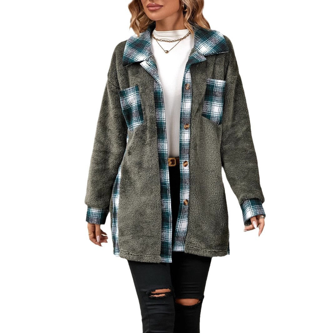 Damen Fleecejacke mit Karomuster EB