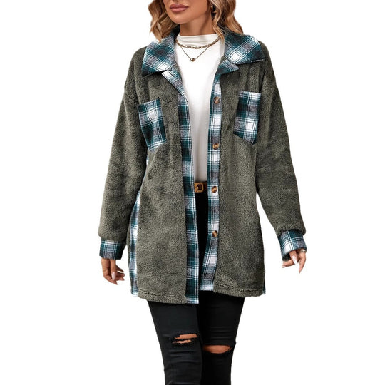 Damen Fleecejacke mit Karomuster EB