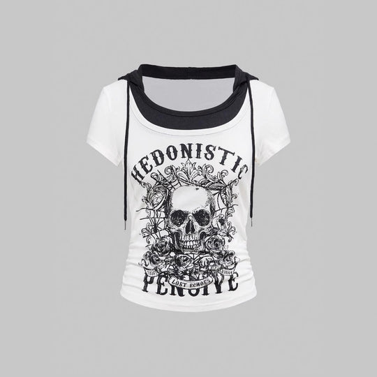 Damen Grafik T-Shirt mit Distressed Skull-Design EB