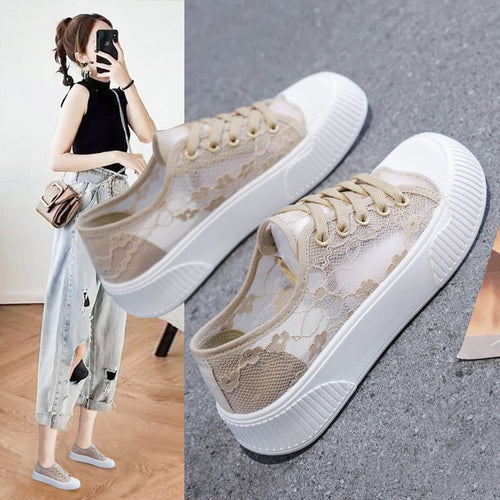 Damen Sneaker mit eleganter Spitzenoberfläche und rutschfester Sohle EB