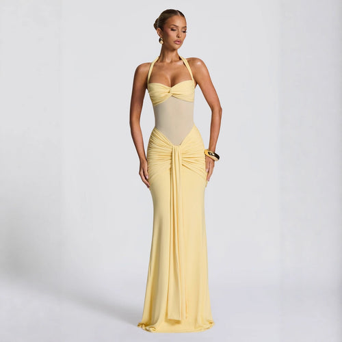 Damen figurbetontes Abendkleid mit innovativem Rüschendesign und fließendem Schnitt EB