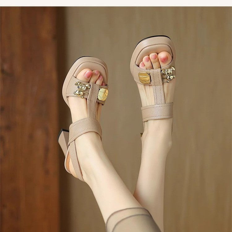 Damen elegante Slingback-Sandalen mit komfortablem Blockabsatz EB