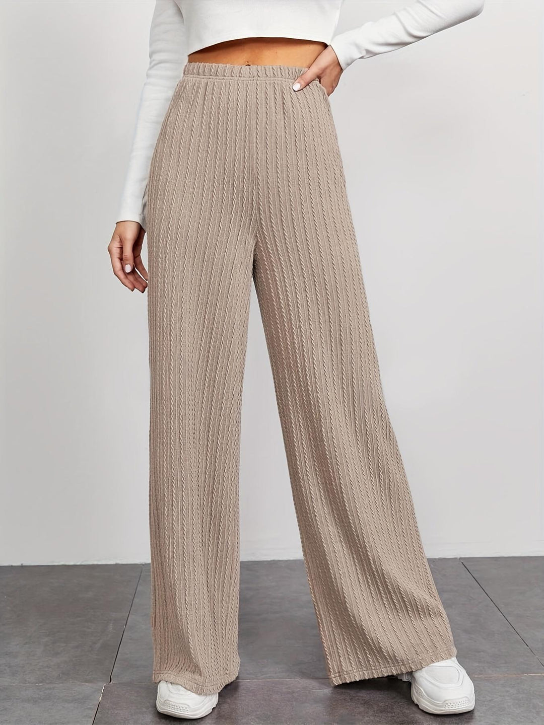 Damen Weitgeschnittene Strickhose mit raffiniertem Strukturmuster EB