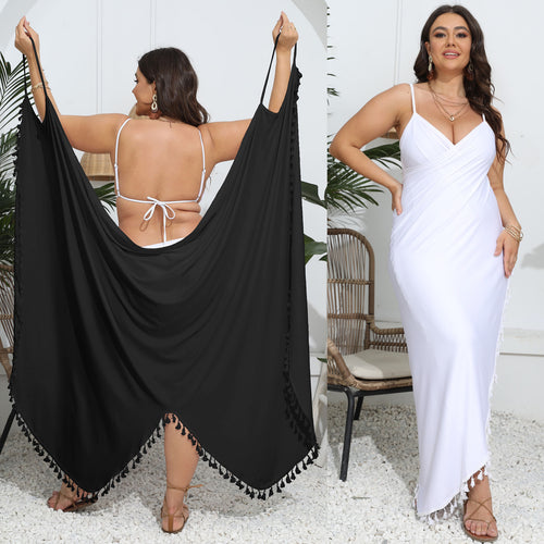 Damen elegantes Maxikleid mit feinem Häkelabschluss EB
