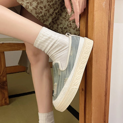 Damen Slip-On Sneaker mit lässigem Denim-Design und elastischem Einstieg EB