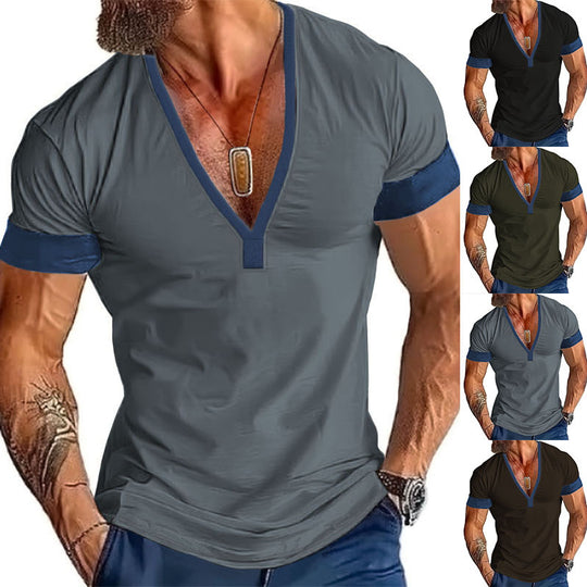 Herren modernes V-Ausschnitt T-Shirt EB