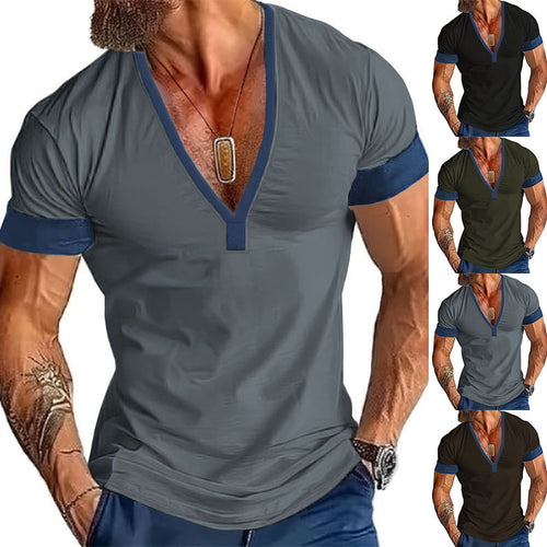 Herren modernes V-Ausschnitt T-Shirt EB